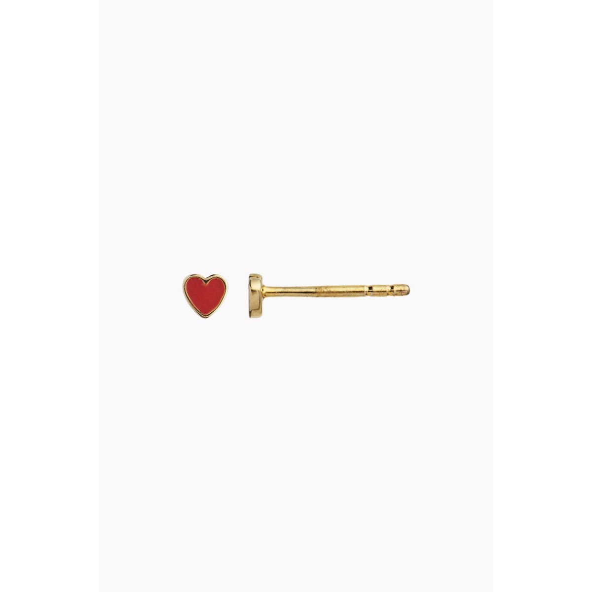 Petit Love Heart - Red Coral Enamel - Gold - Stine A - Rød One Size