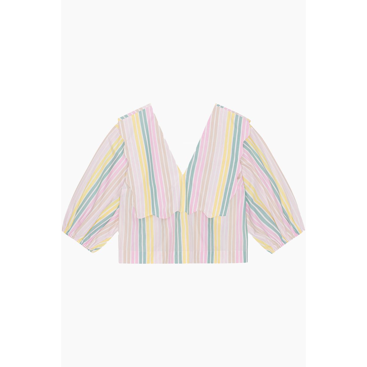 Stripe Cotton Rhythm Collar Blouse F7767 - Multicolour - GANNI - Stribet M