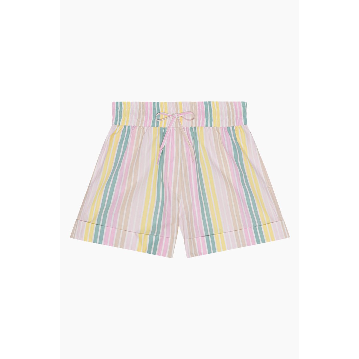 Stripe Cotton Elasticated Shorts F7768 - Multicolor - GANNI - Stribet M