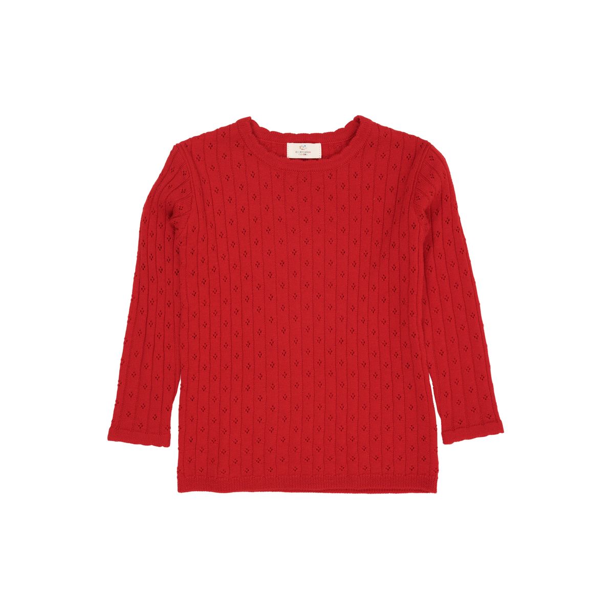 Copenhagen Colors Merino Classic Pointelle Blouse - Red - 86 cm