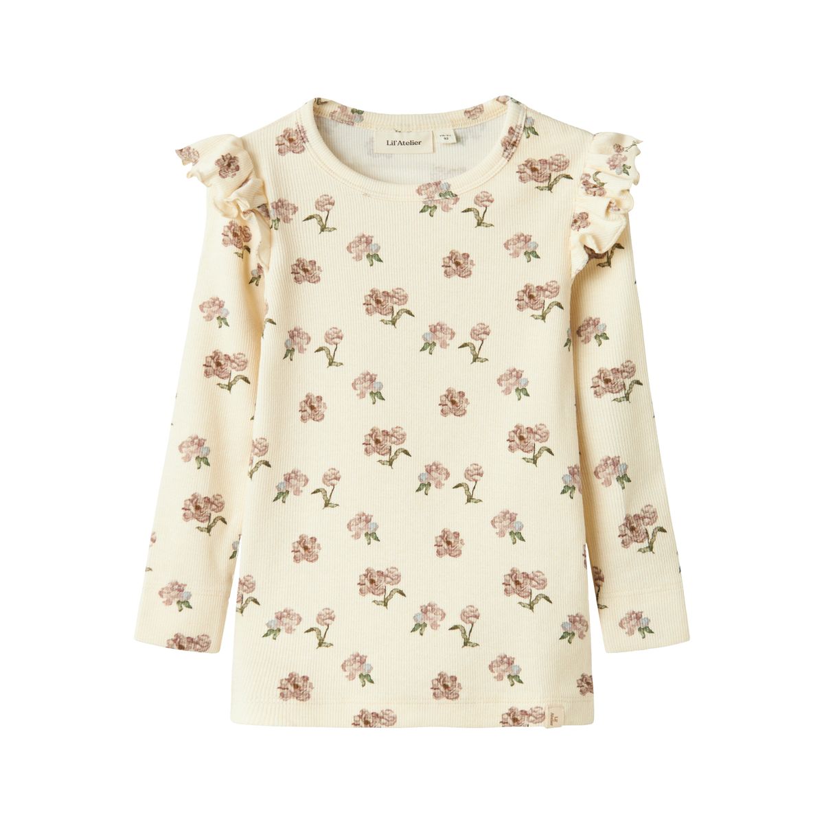 Lil Atelier Gavo Eko Slim Top - Turtledove/Peony - 92 cm