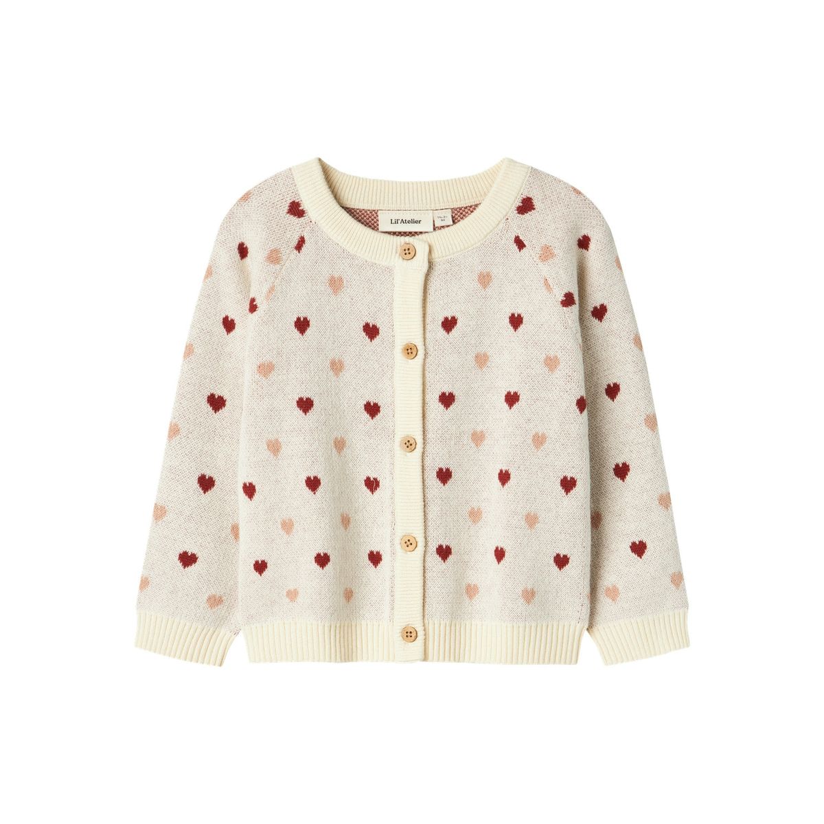 Lil Atelier Saran Knit Cardigan Heart - Turtledove - 92 cm