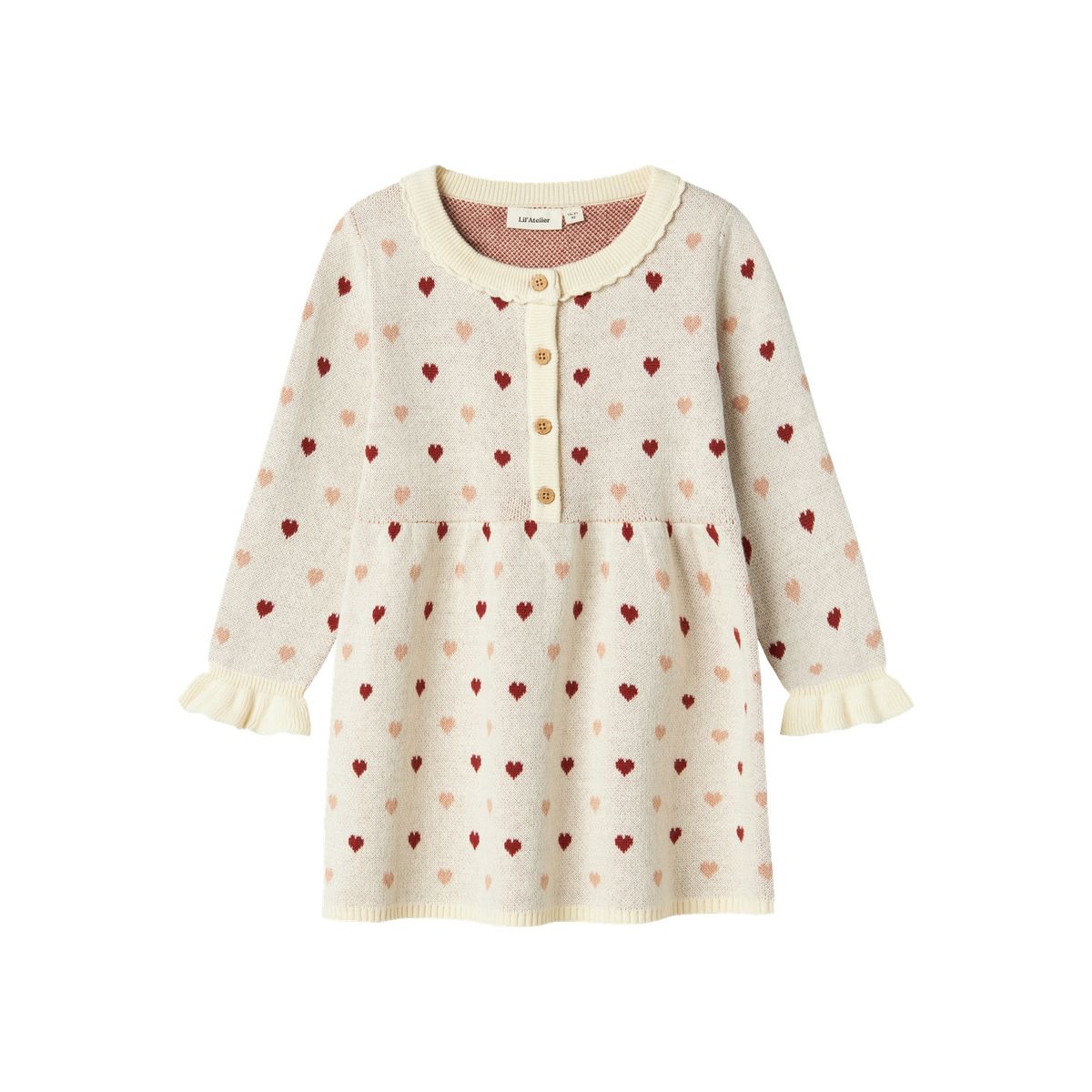 Lil Atelier Saran Knit Dress Heart - Turtledove - 92 cm