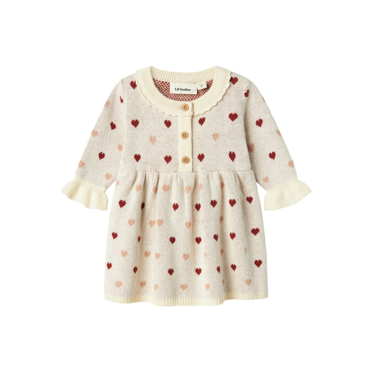 Lil Atelier Saran Knit Dress Heart - Turtledove - 56 cm