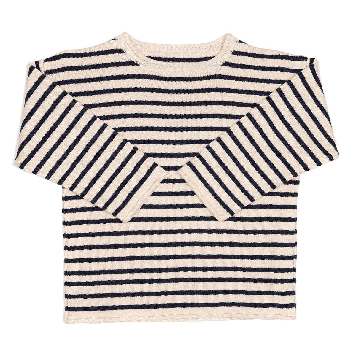 Huttelihut Stribet Strik O-Neck - Navy - 2-4 år