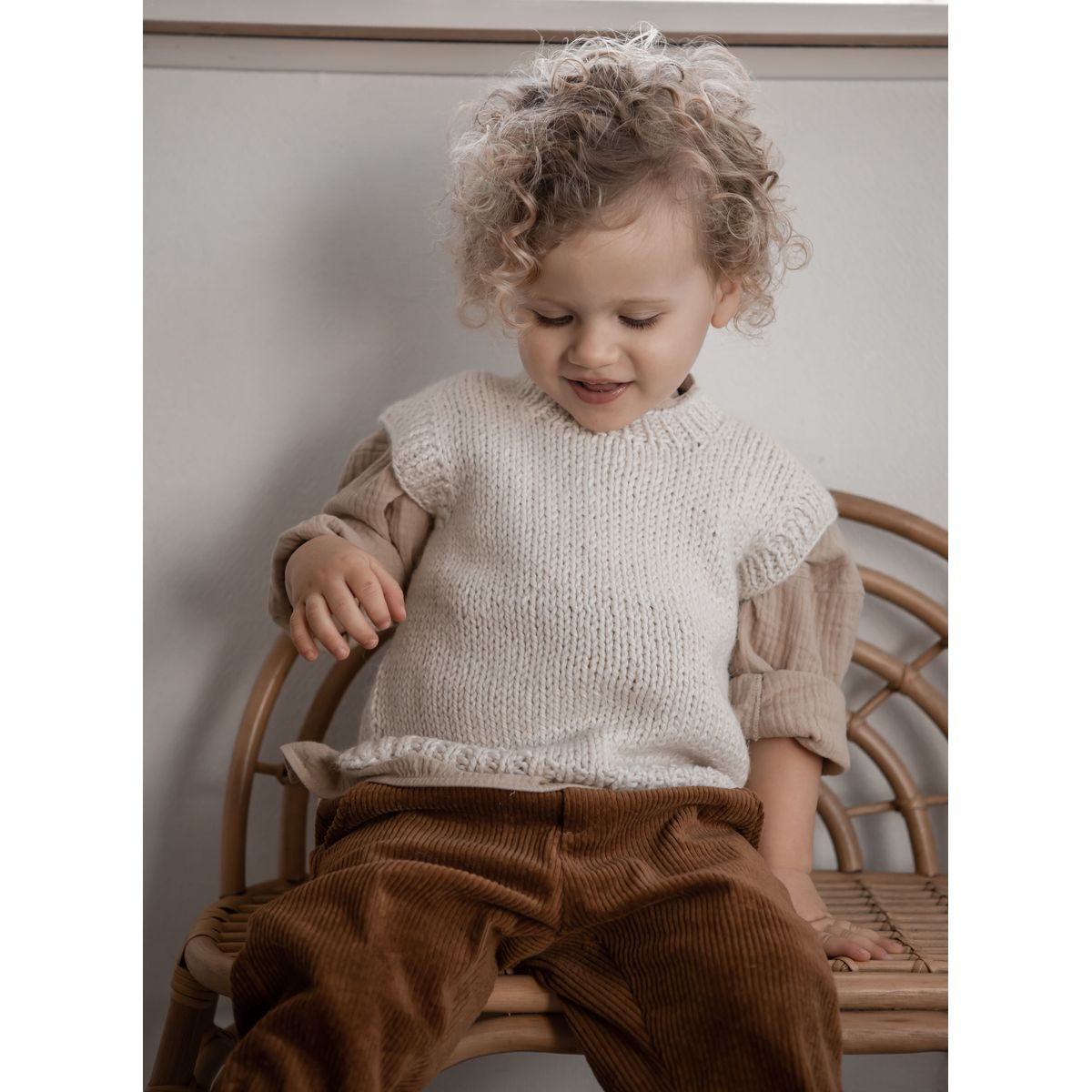 Huttelihut Alpaca Uld Plainy Vest - Camel - 2-4 år