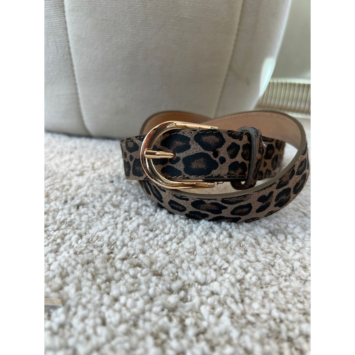 Leopard leather belt