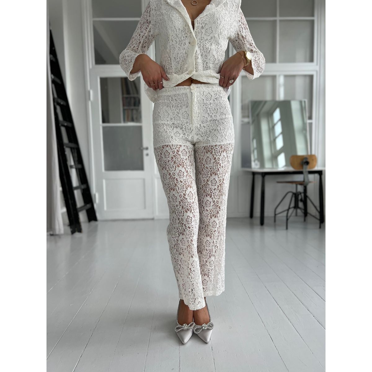 Lucce white lace pants