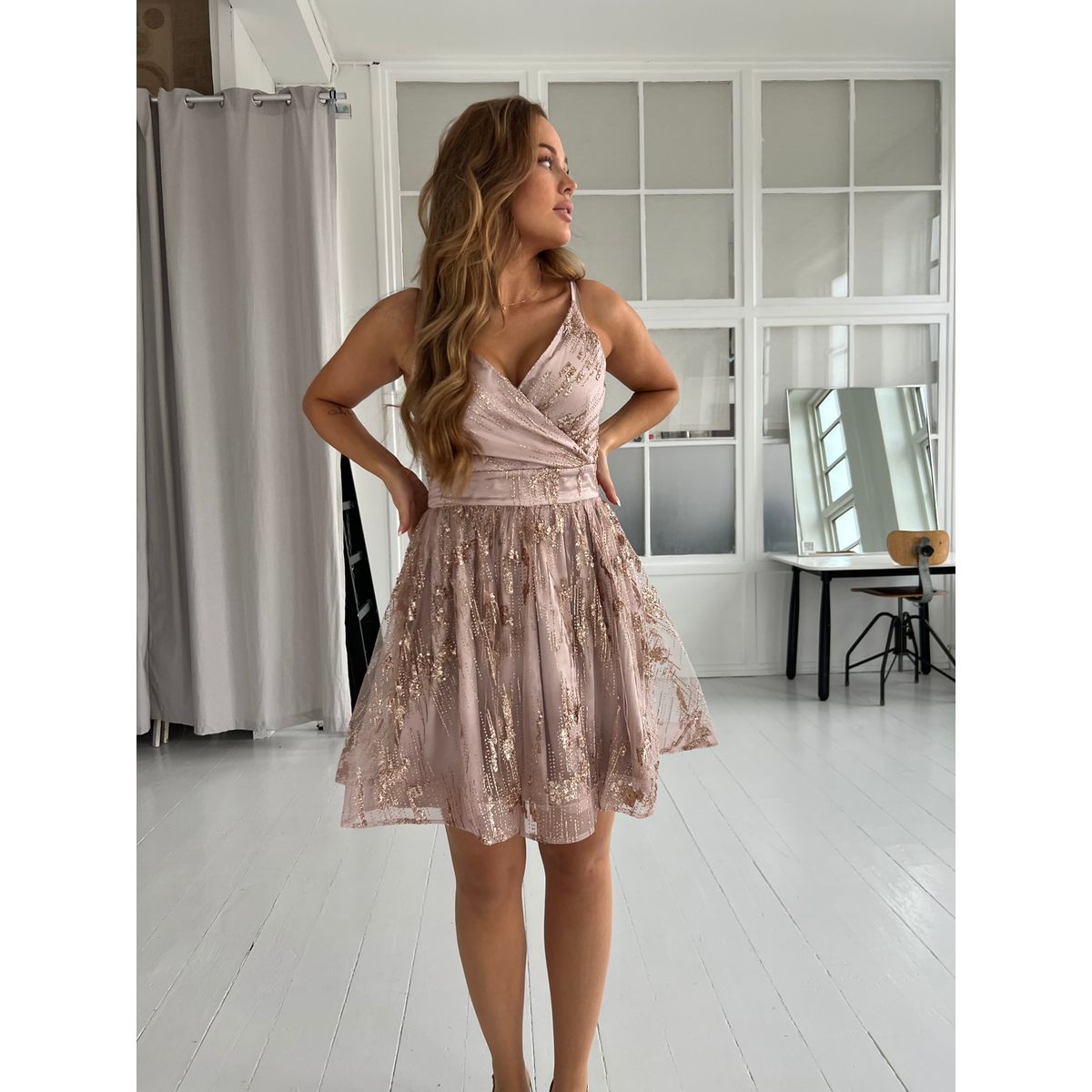 F&P rose shimmer dress