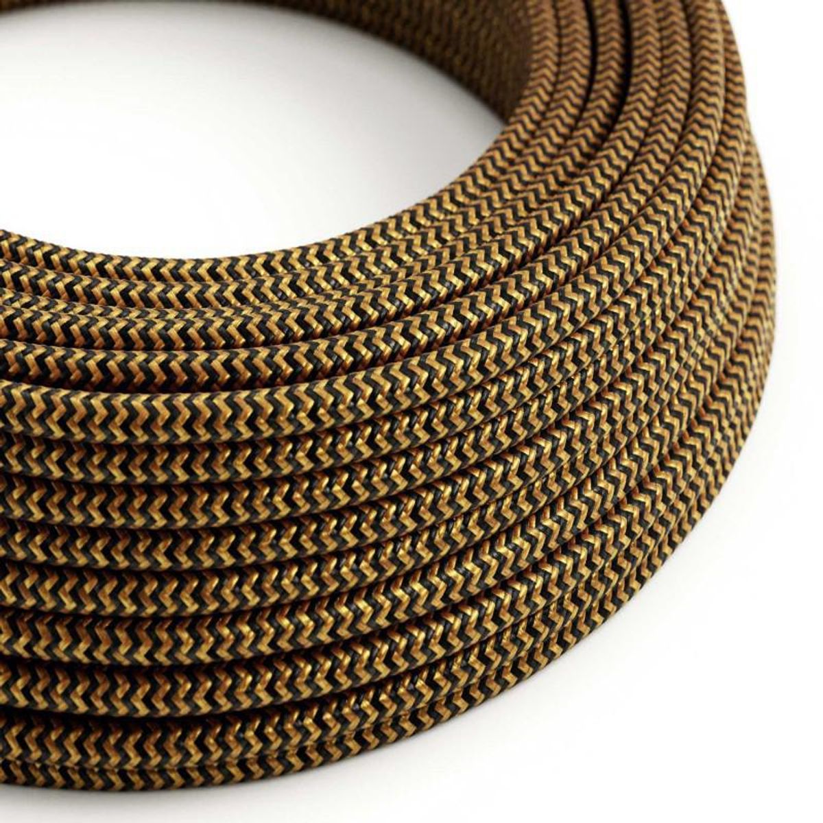 Creative Cables Stofledning Viskose Sort/guld Zig Zag