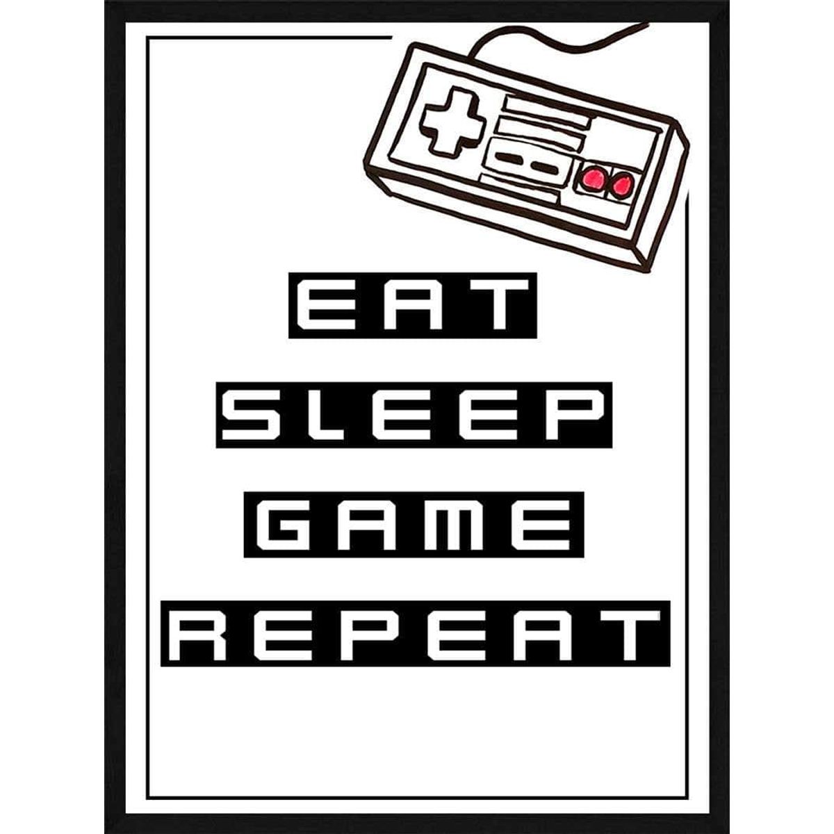 Eat sleep game repeat - Gamer plakat