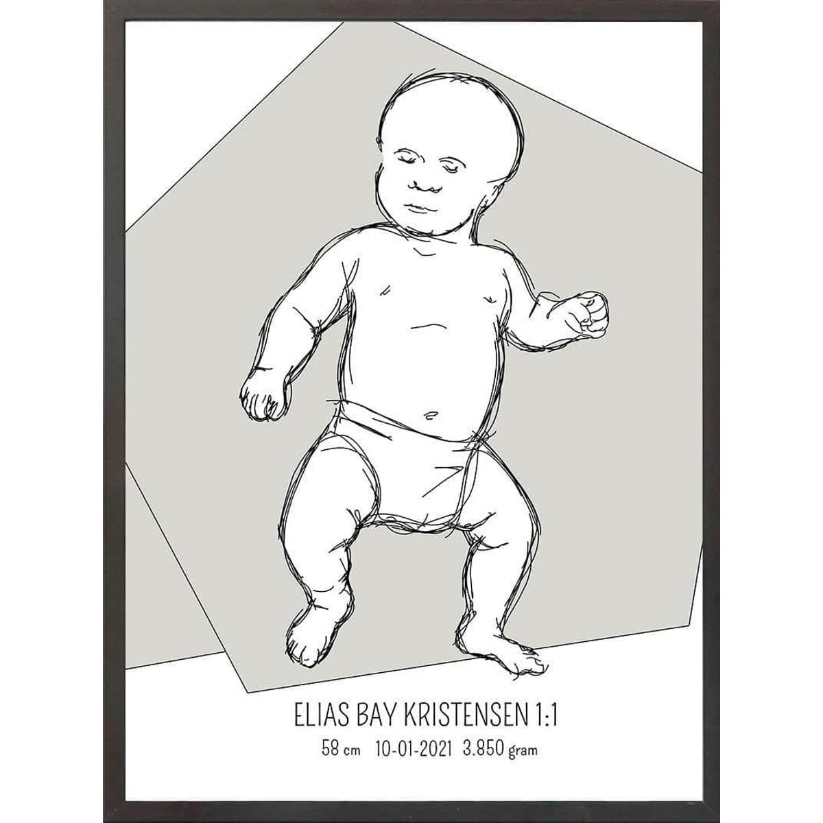 Birth poster / fødselsplakat 1:1 - Tumling blå