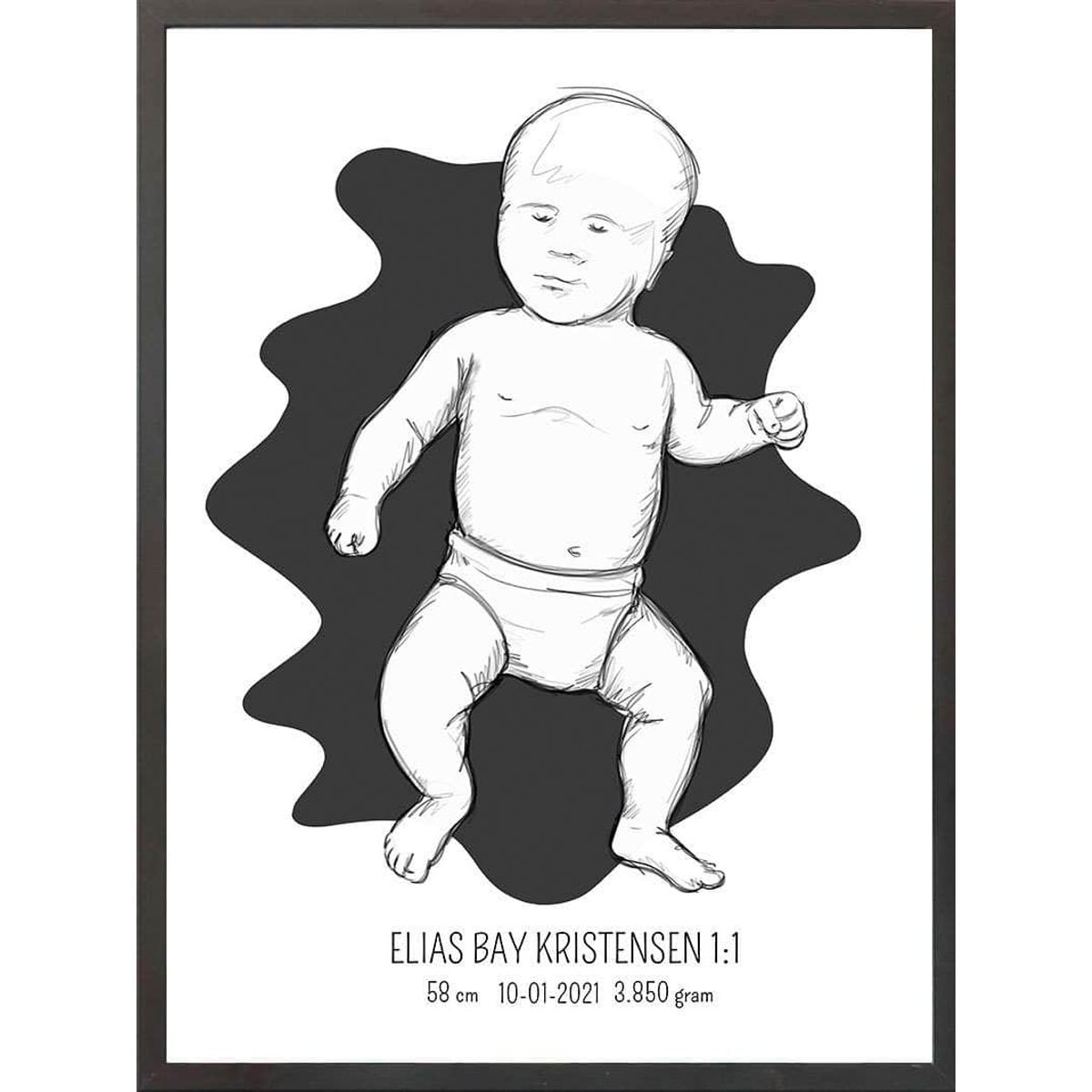 Birth poster / fødselsplakat 1:1 - Tumling blå