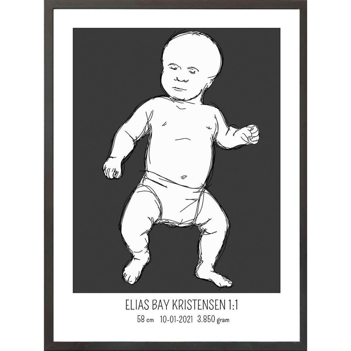 Birth poster / fødselsplakat 1:1 - Tumling blå