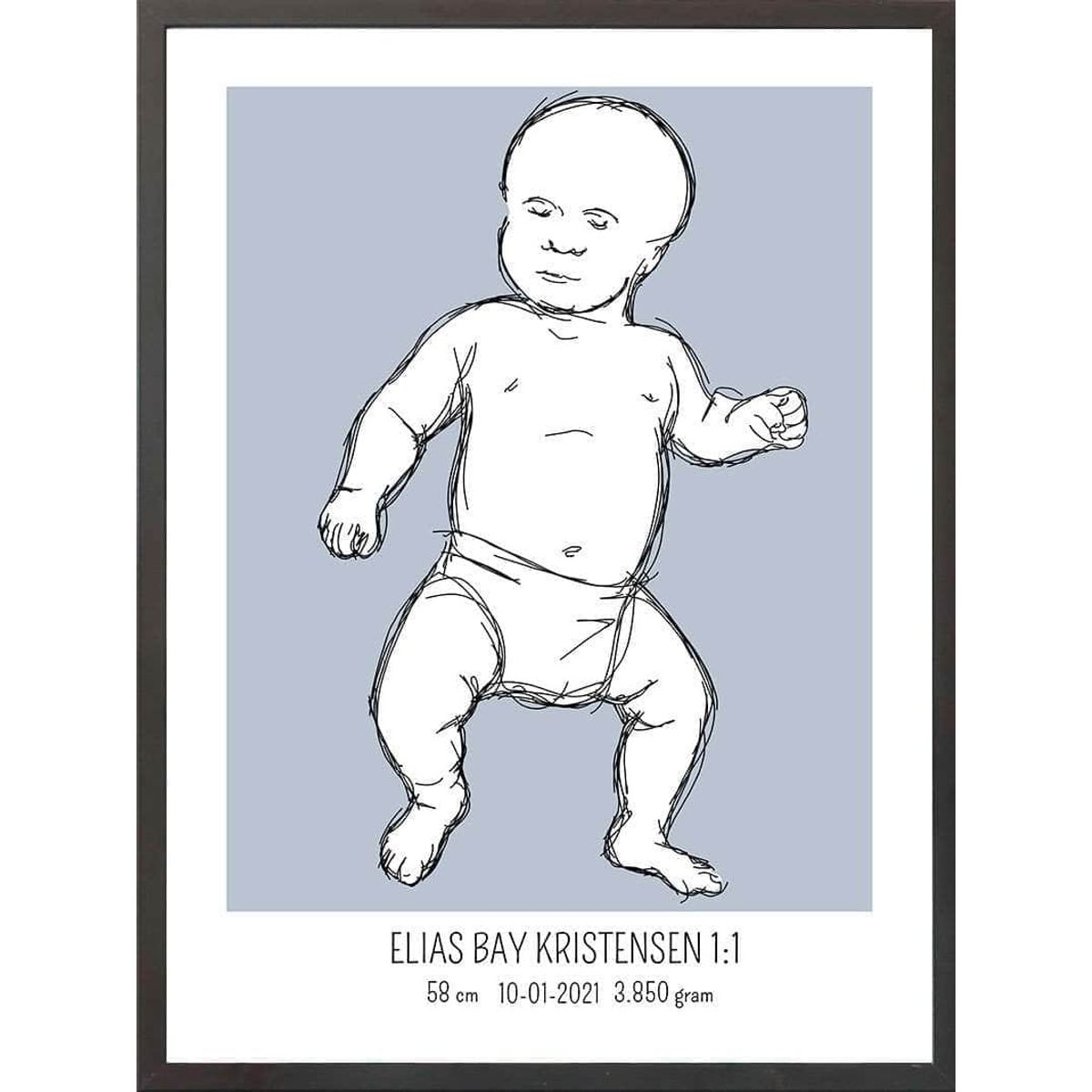 Birth poster / fødselsplakat 1:1 - Tumling blå