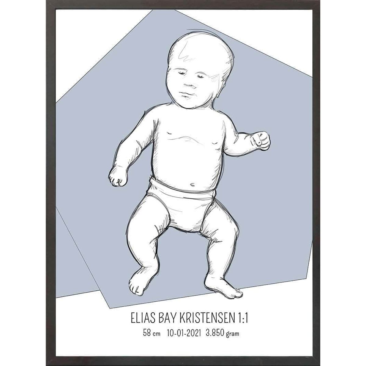 Birth poster / fødselsplakat 1:1 - Tumling blå