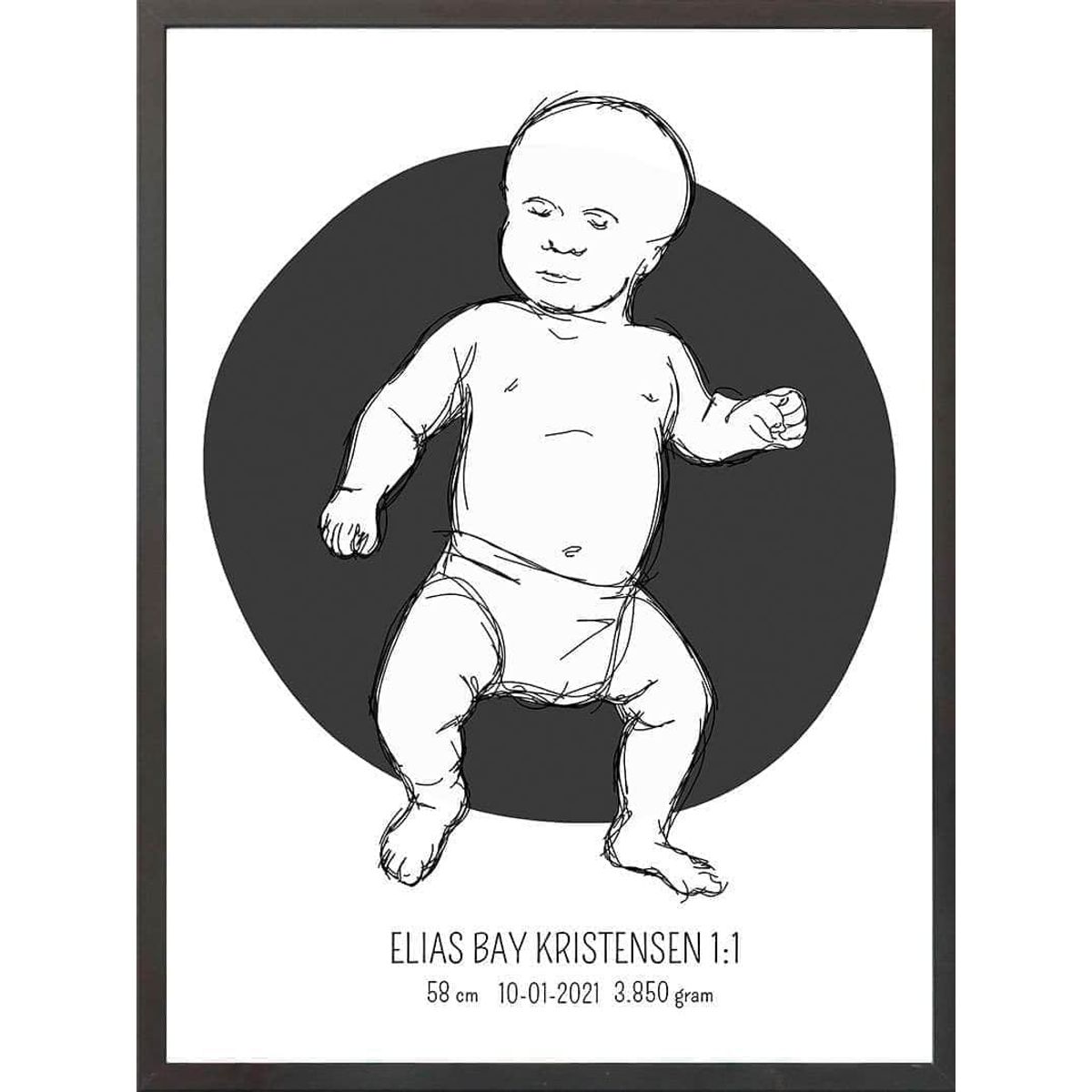 Birth poster / fødselsplakat 1:1 - Tumling lyserød