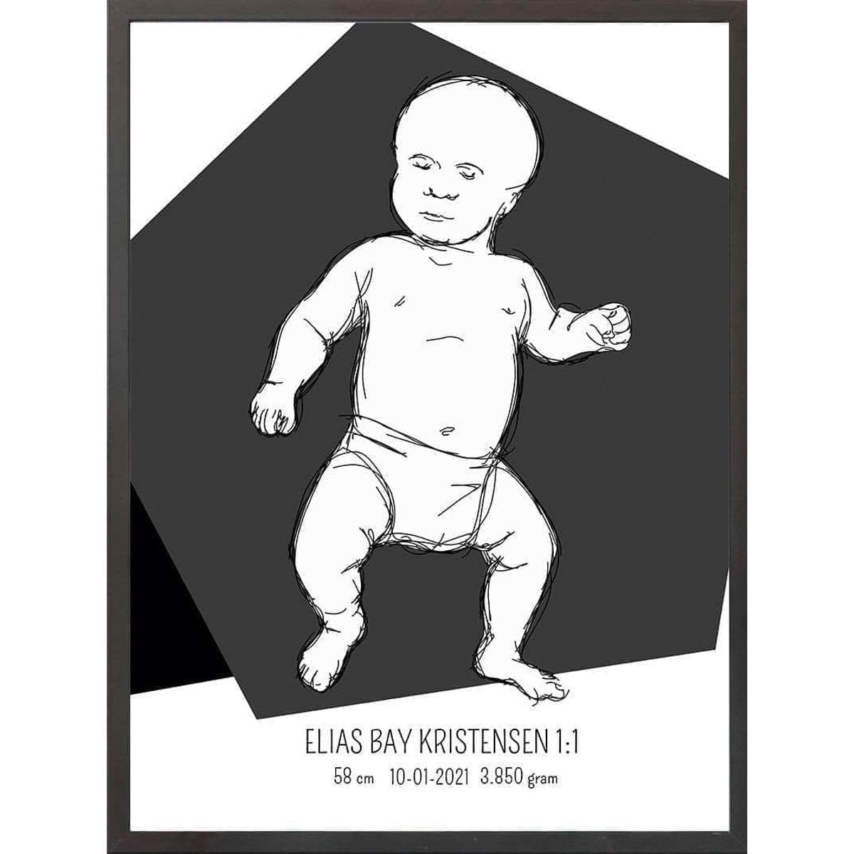 Birth poster / fødselsplakat 1:1 - Tumling lyserød