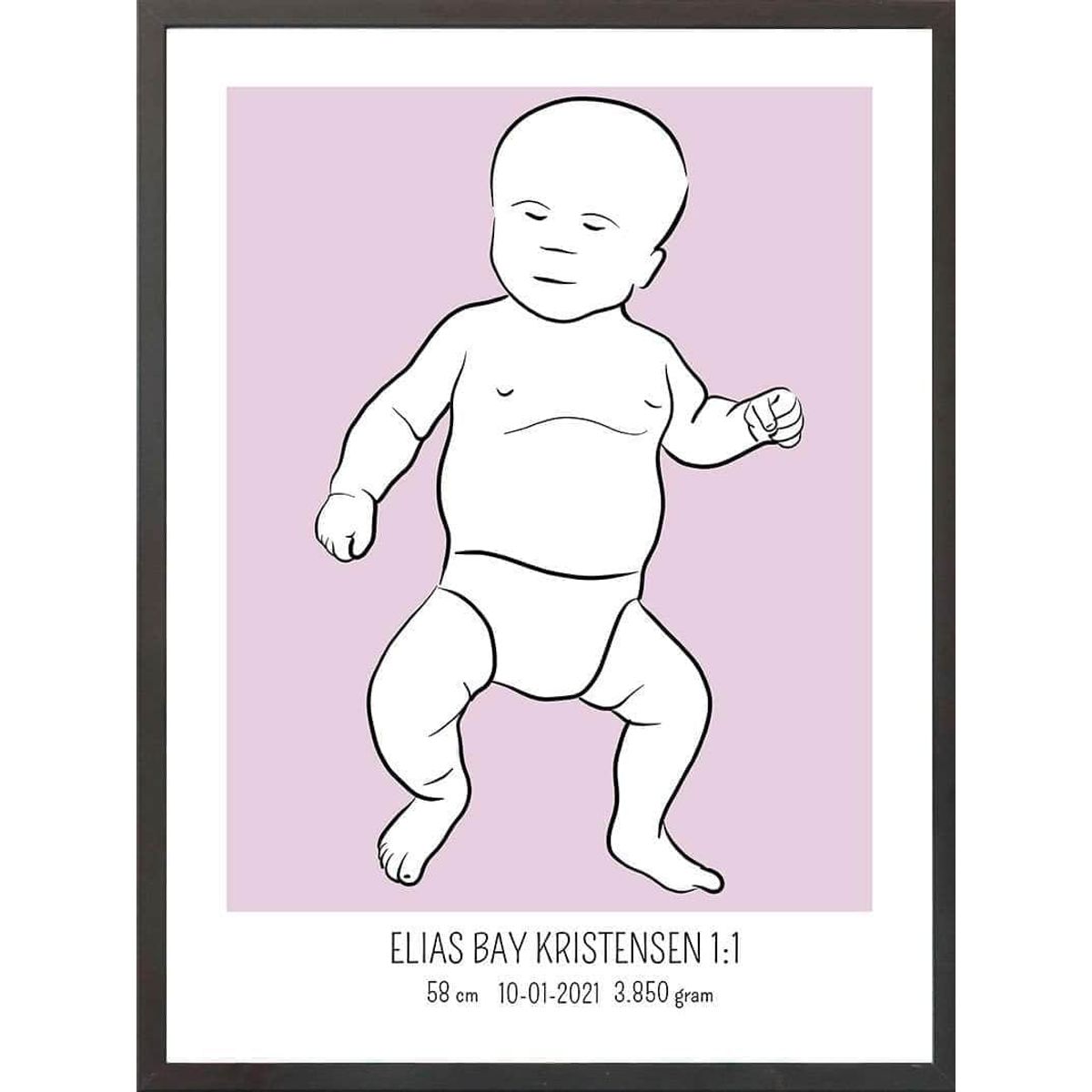 Birth poster / fødselsplakat 1:1 - Tumling lyserød