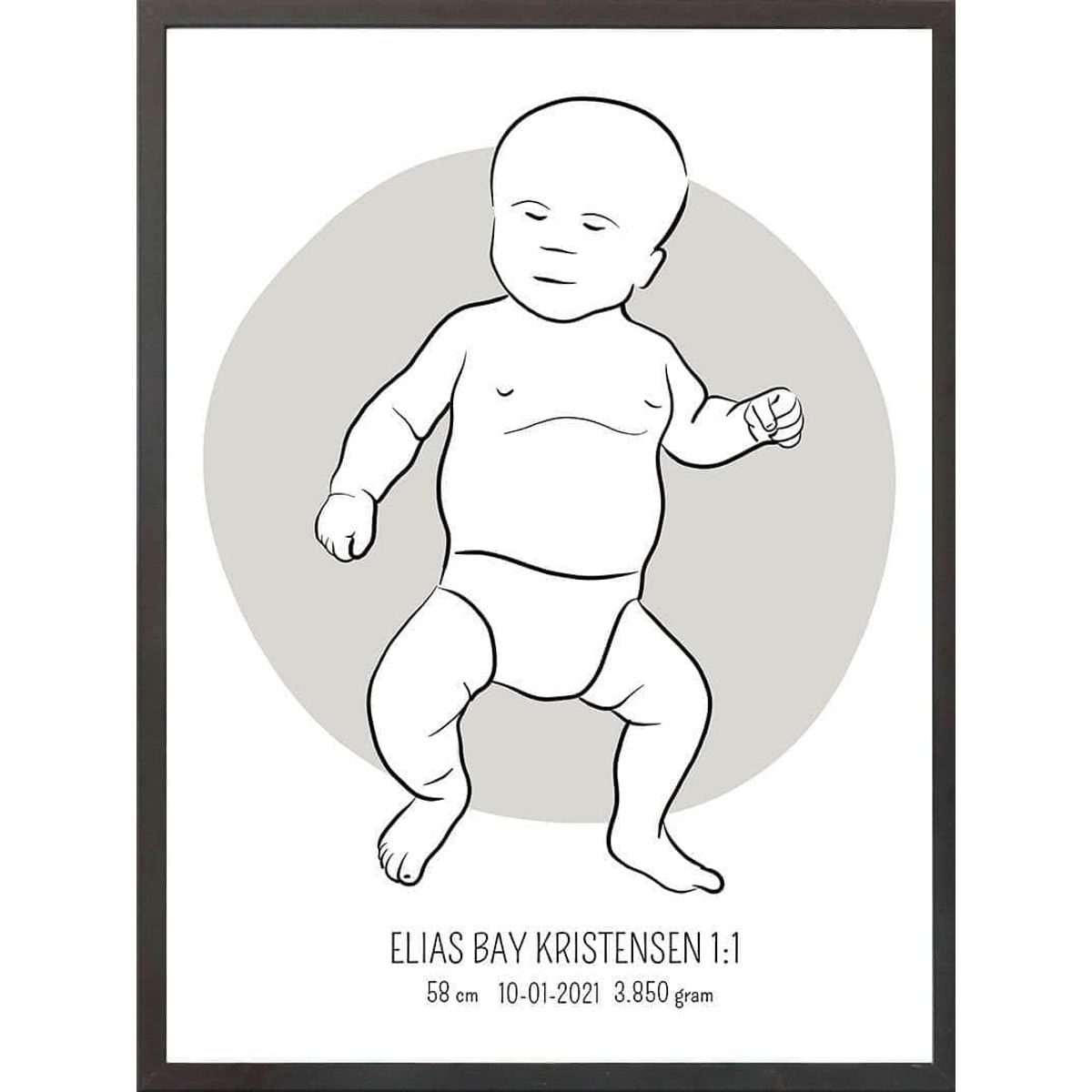 Birth poster / fødselsplakat 1:1 - Tumling lyserød