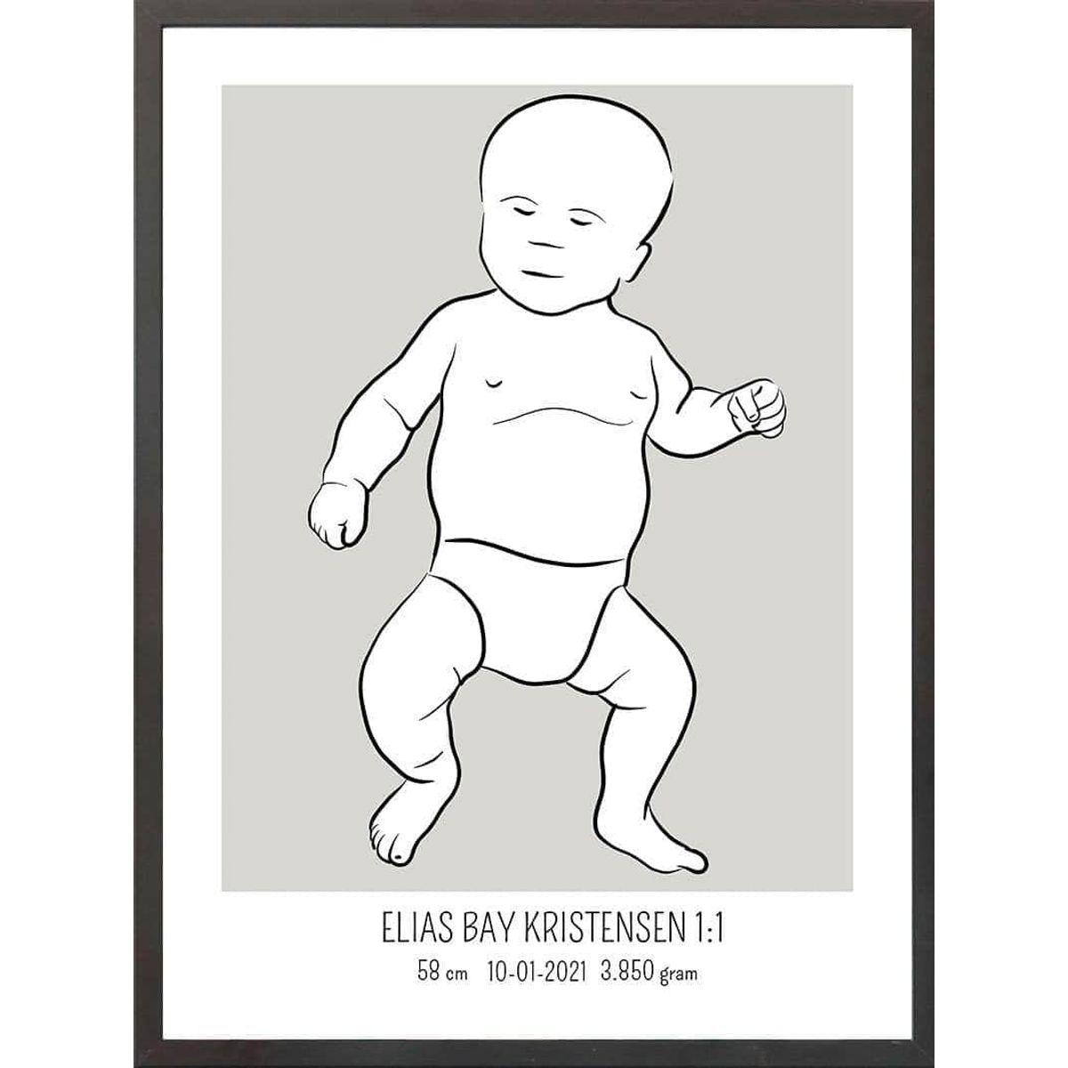 Birth poster / fødselsplakat 1:1 - Tumling lyserød