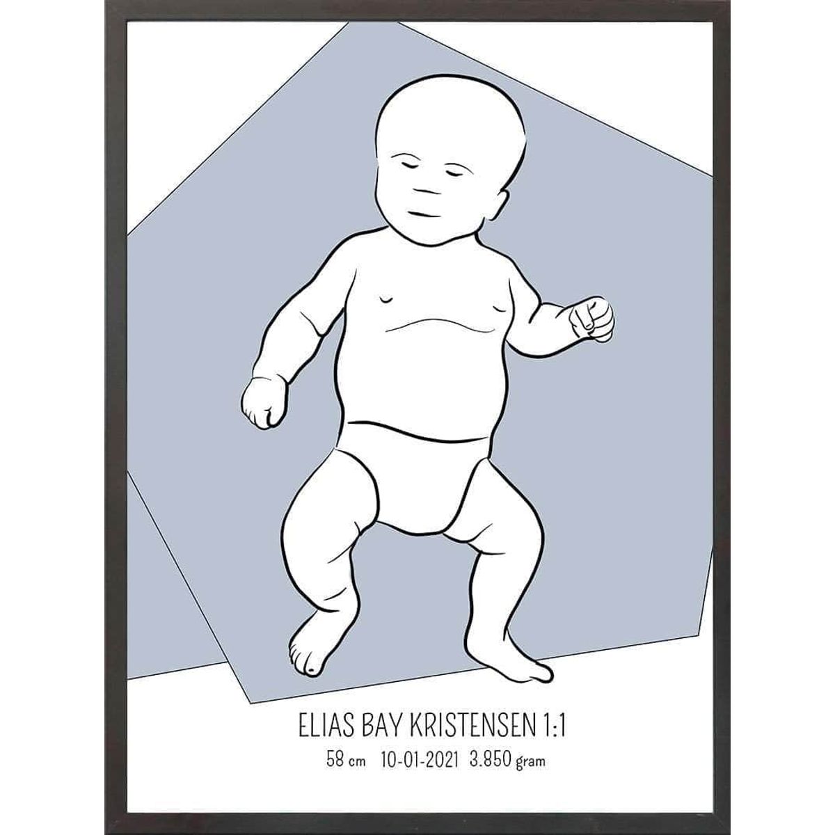 Birth poster / fødselsplakat 1:1 - Tumling lyserød