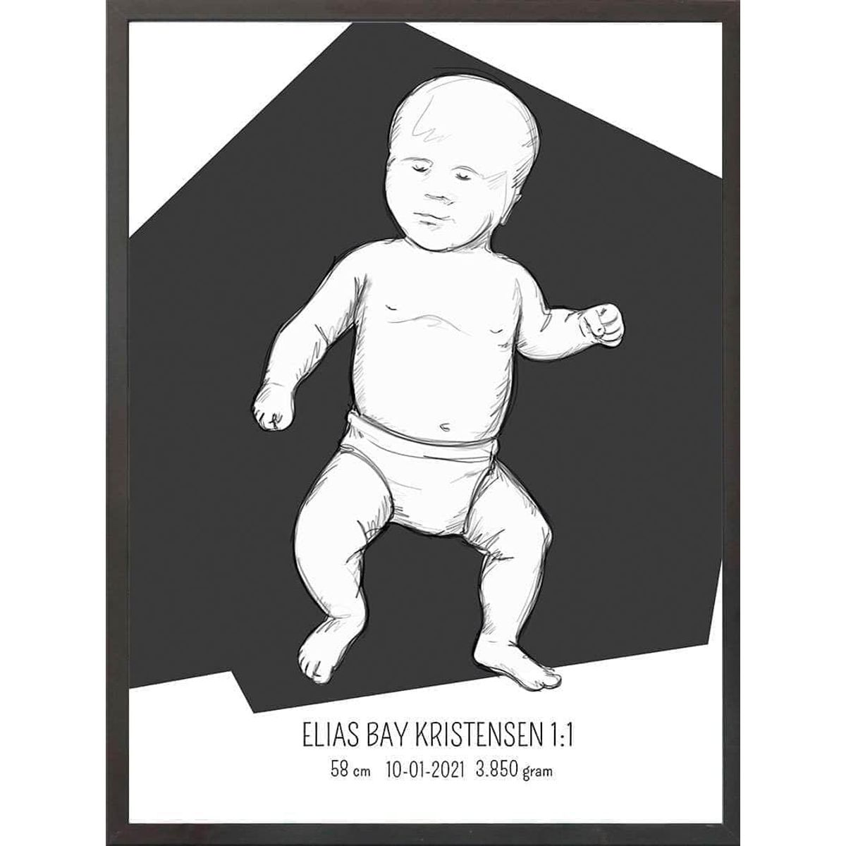 Birth poster / fødselsplakat 1:1 - Tumling lyserød