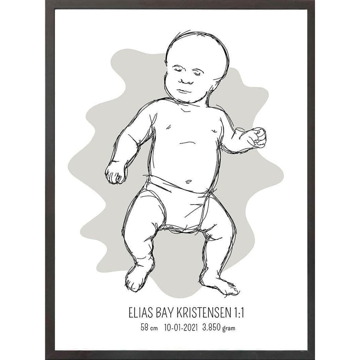 Birth poster / fødselsplakat 1:1 - Tumling lyserød