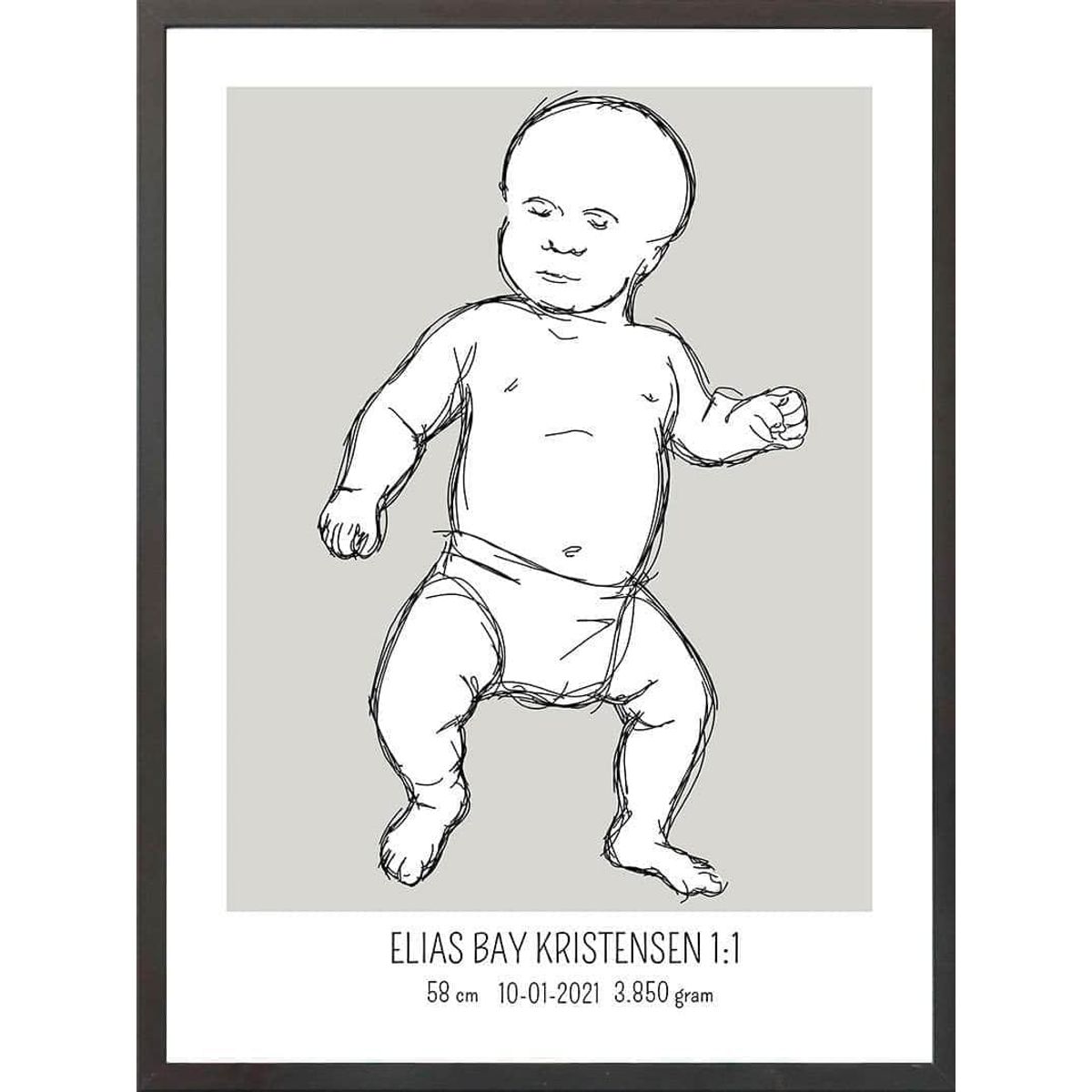 Birth poster / fødselsplakat 1:1 - Tumling lyserød