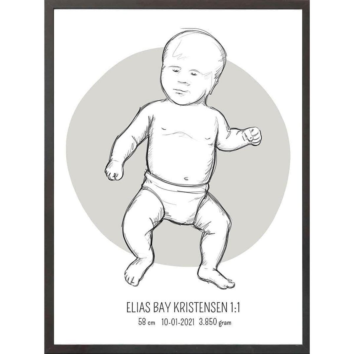 Birth poster / fødselsplakat 1:1 - Tumling lyserød