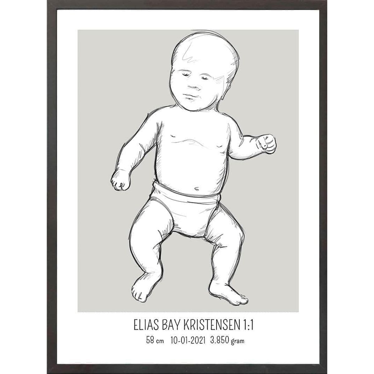 Birth poster / fødselsplakat 1:1 - Tumling lyserød