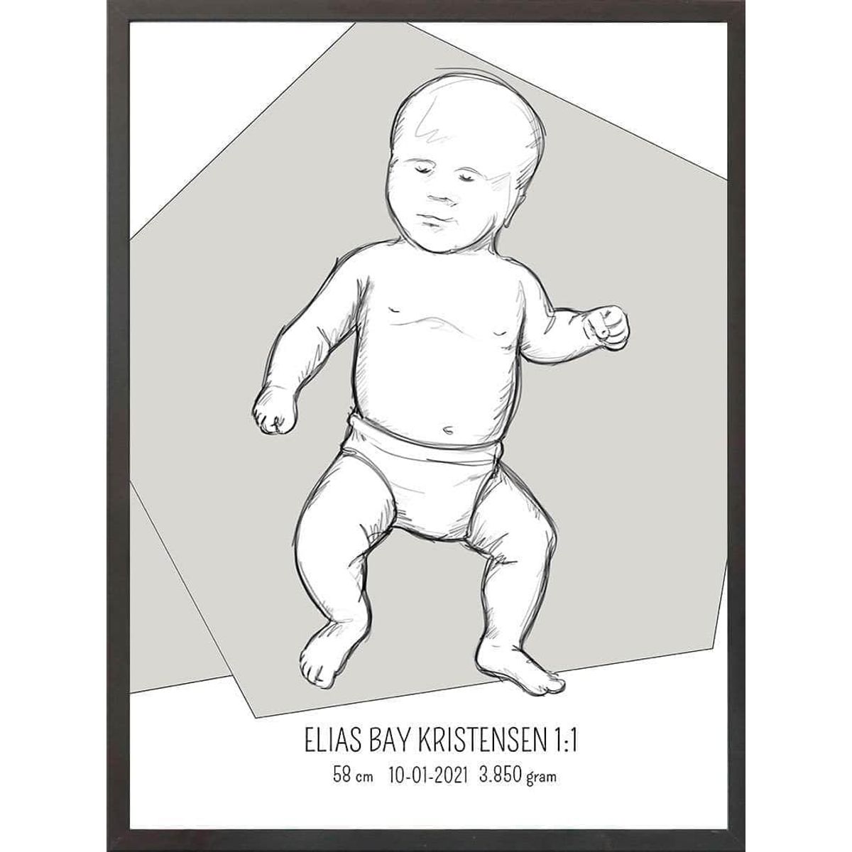 Birth poster / fødselsplakat 1:1 - Tumling lyserød