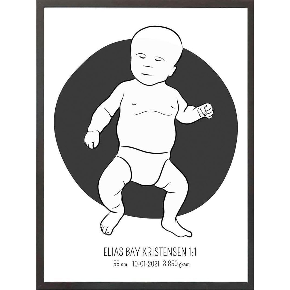 Birth poster / fødselsplakat 1:1 - Tumling lyserød