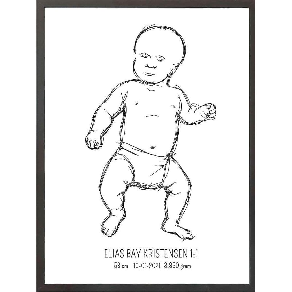 Birth poster / fødselsplakat 1:1 - Tumling lyserød