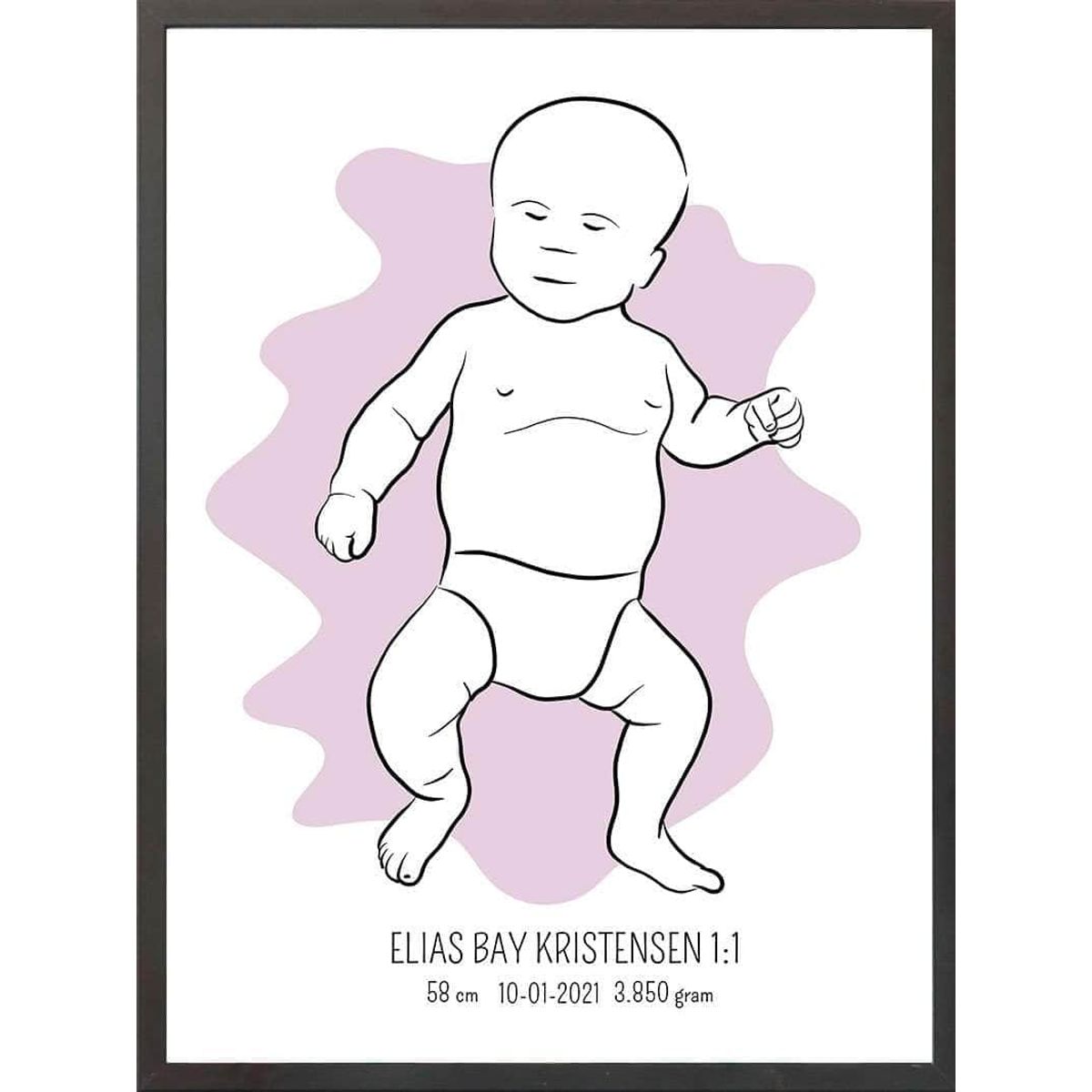 Birth poster / fødselsplakat 1:1 - Tumling lyserød