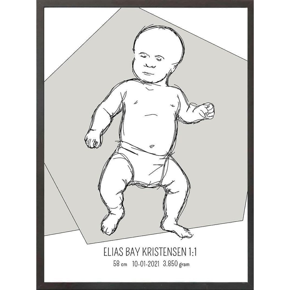 Birth poster / fødselsplakat 1:1 - Tumling lyserød