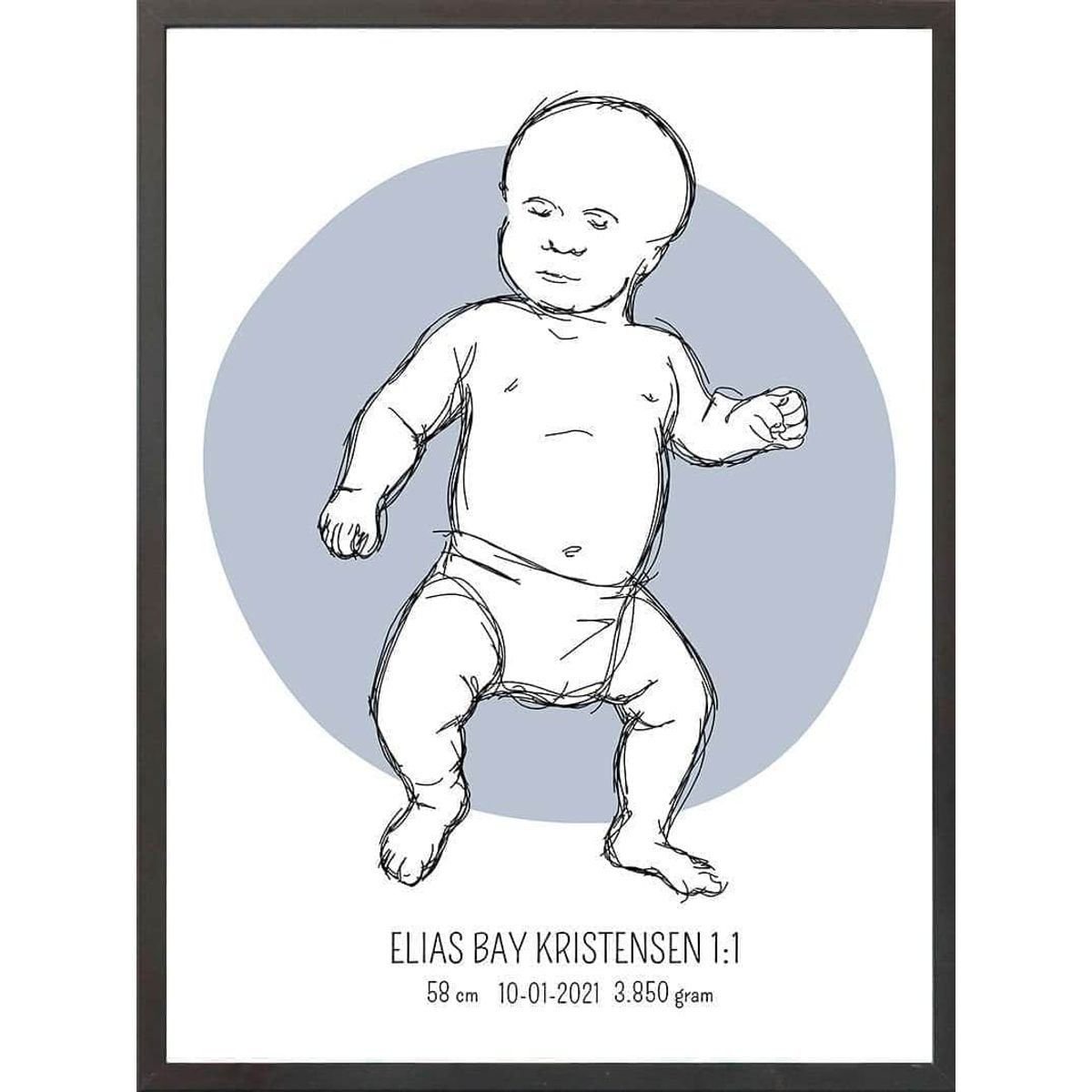 Birth poster / fødselsplakat 1:1 - Tumling lyserød