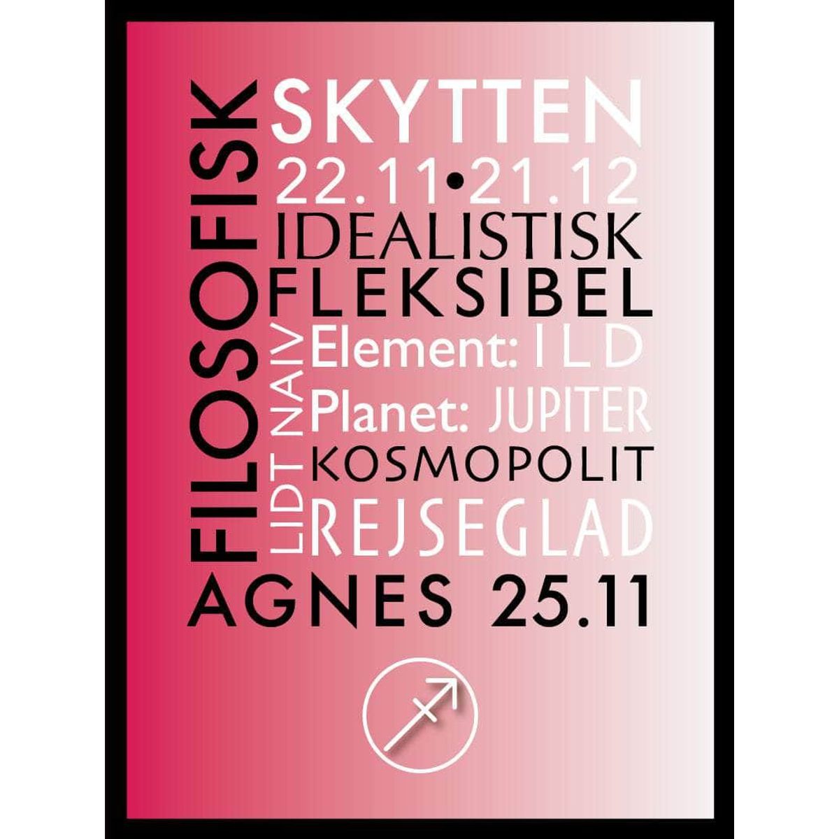 Skytten stjernetegn med tekst plakat