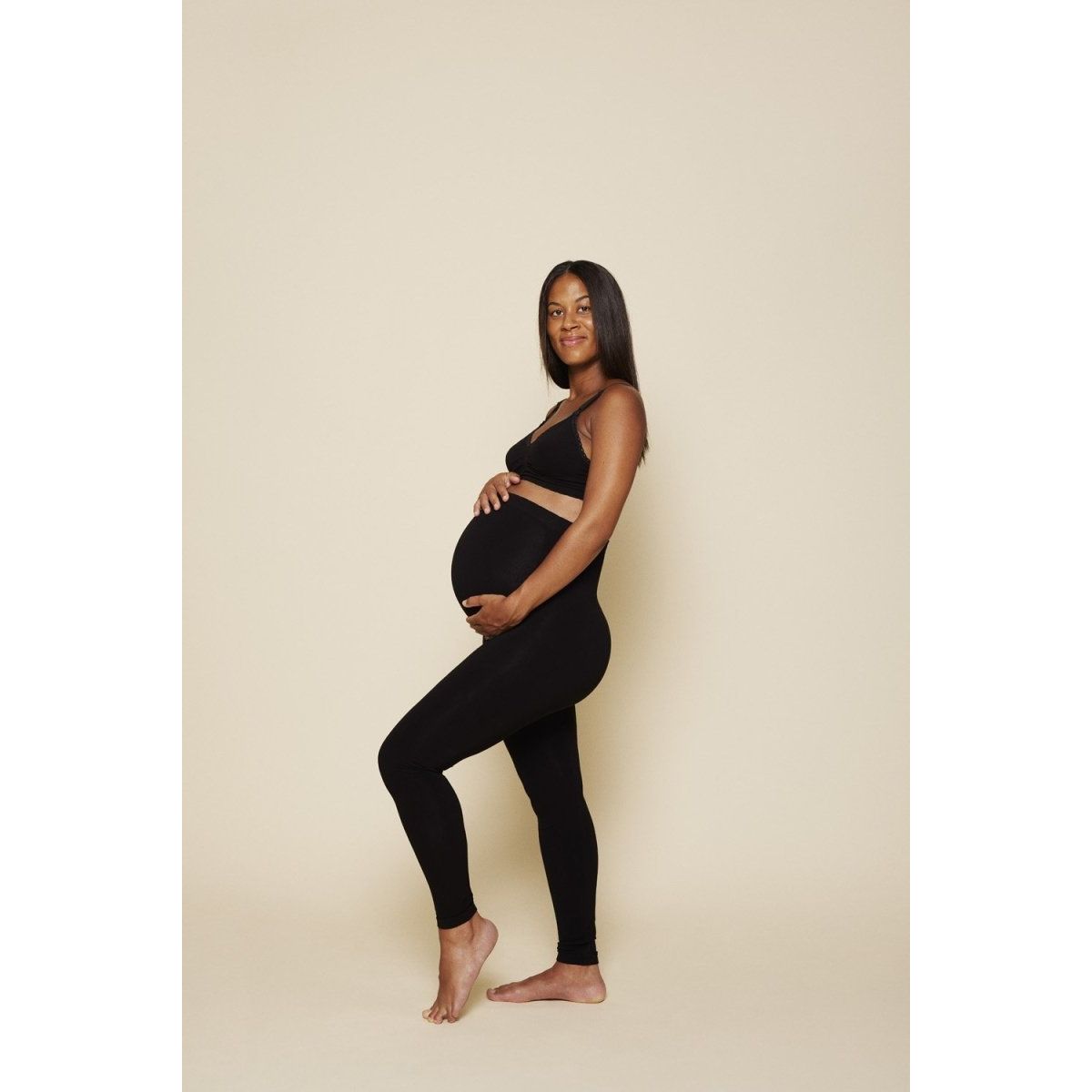 Momkind Belly support leggings, økologisk bambus, sort - S (taljemål 80-100)