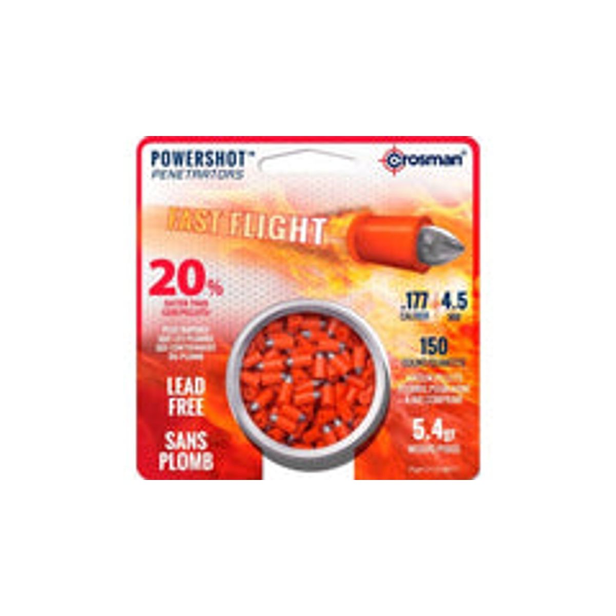 Crosman Fastflight blyfri hagl 150stk, 0,35g. 4,5mm