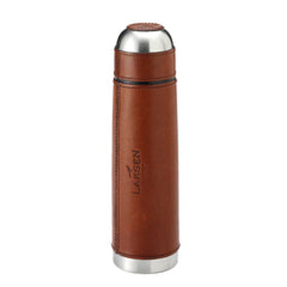 Laksen - Thermal Drinking Bottle in Leather - Natural Mahogany