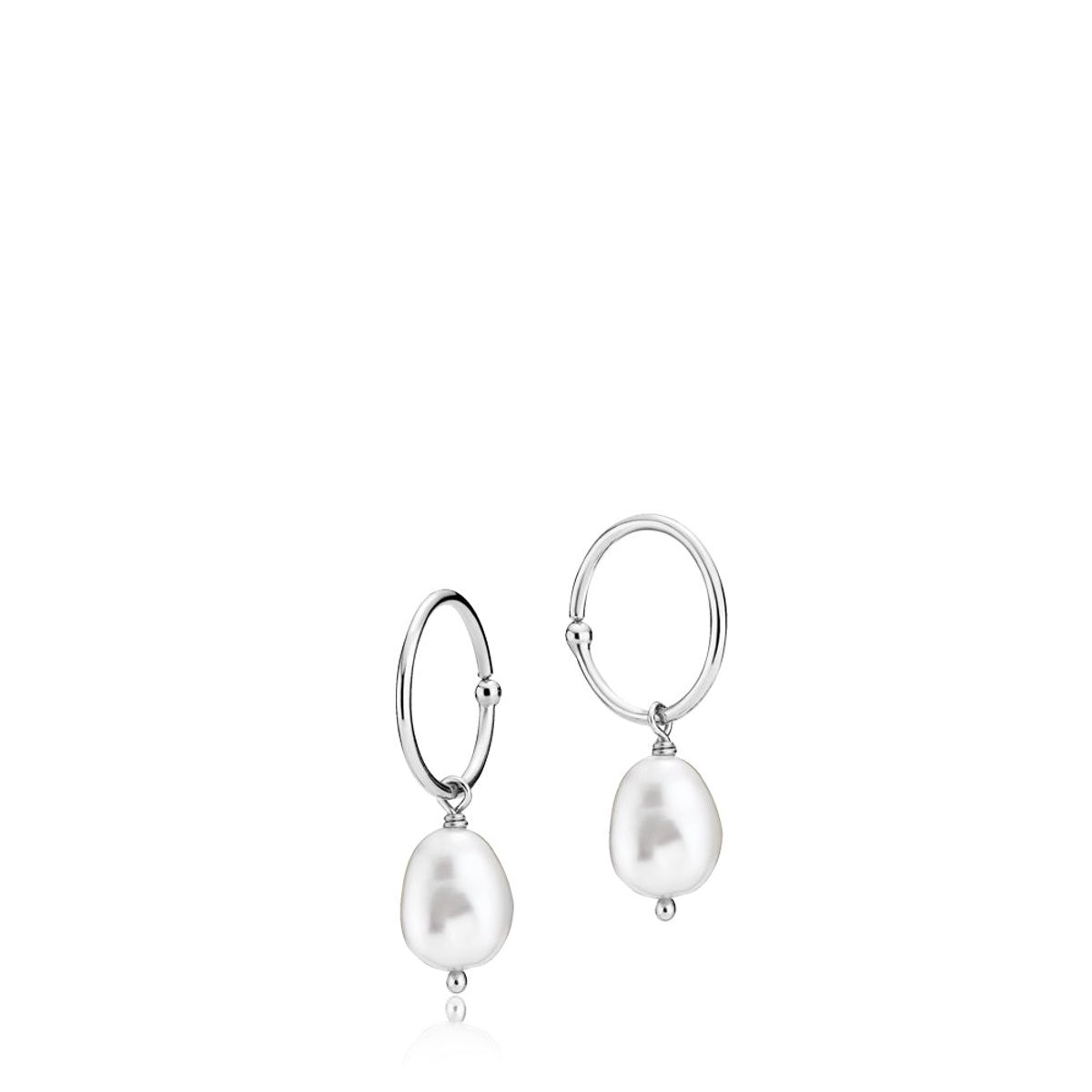 YOUNG ONE - Earring shiny recycled silver freshwater pearls - 1 par