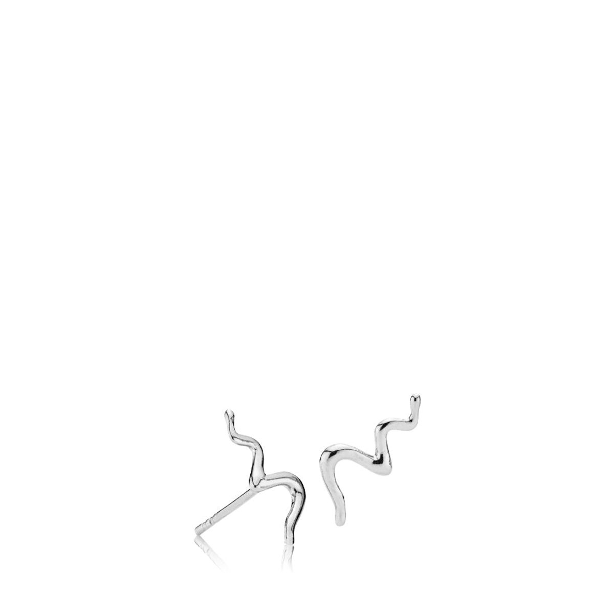 YOUNG ONE SNAKE - Earstud shiny rhodium pl. recycled silver - 1 par