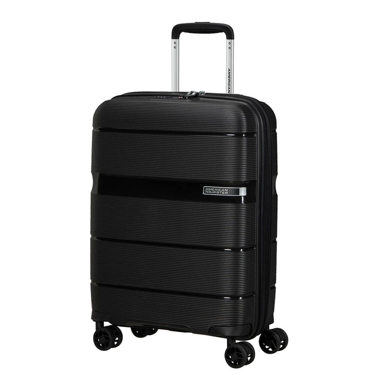 American Tourister Linex Spinner Sort Kuffert - Mellem - 66 cm