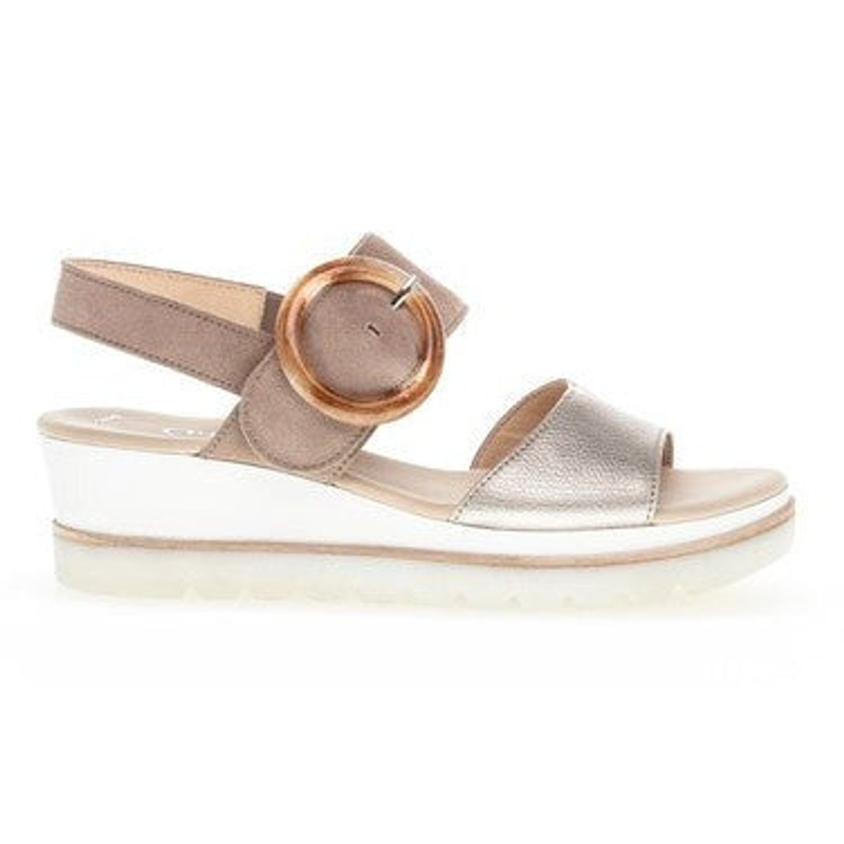 Gabor - Best Fitting Sandal med kilehæl, 42-0579 - Metal / Beige - 6.5