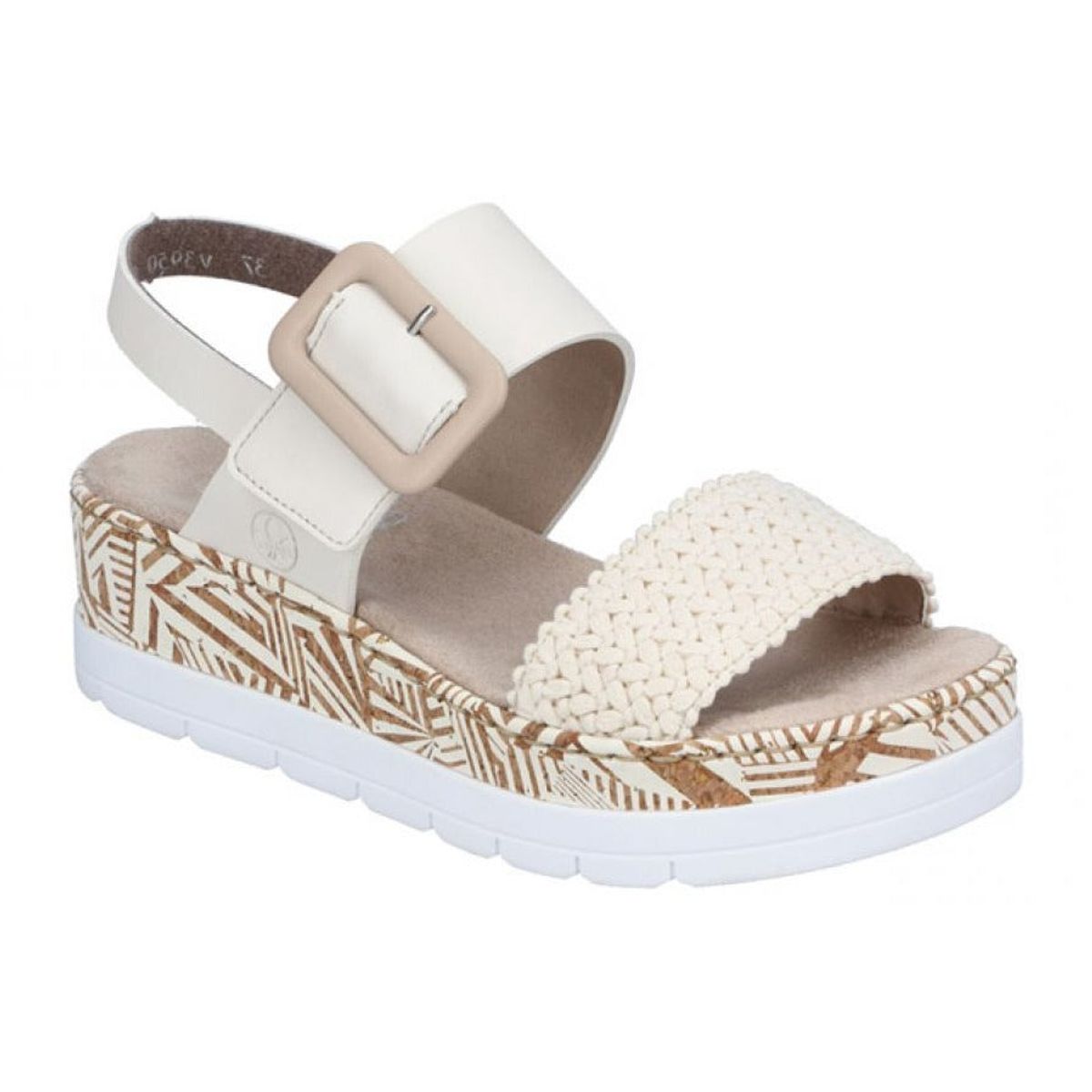 Rieker - Sandal med kilehæl, 42-0652 - Beige - 39