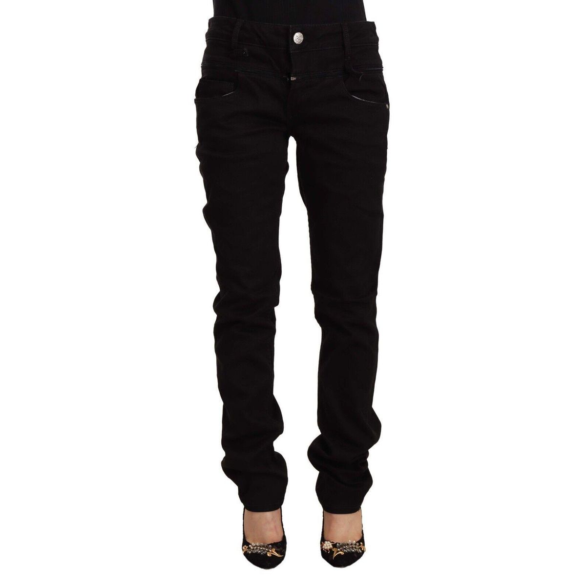 Acht Chic Black Low Waist Skinny Jeans