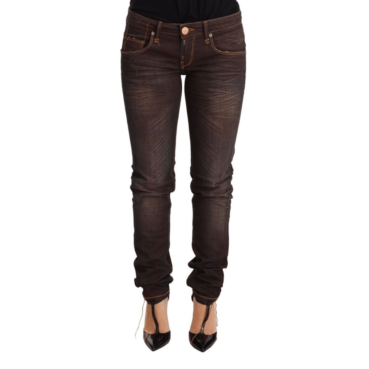 Acht Chic Low Waist Skinny Brown Jeans