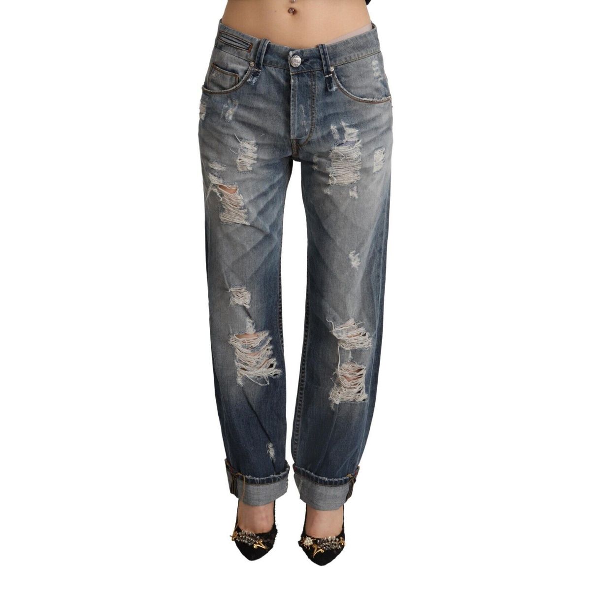 Acht Chic Mid Waist Baggy Fit Denim