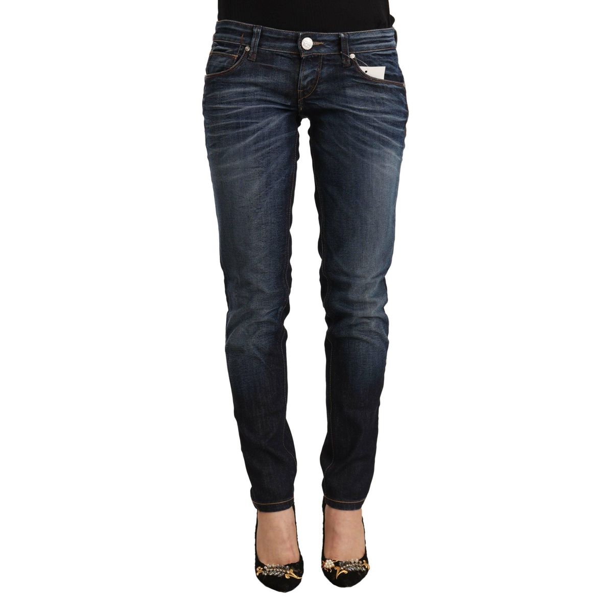 Acht Blå Washed Bomuld Skinny Denim Bukser & Jeans